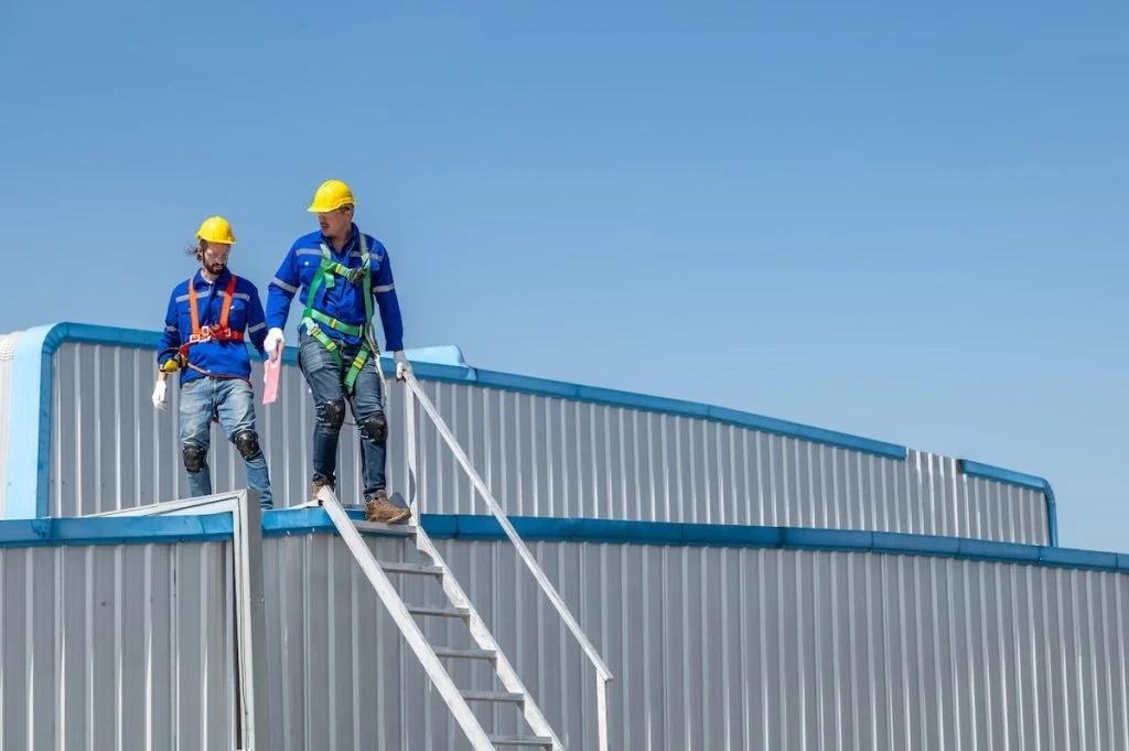 Commercial roof inspection team